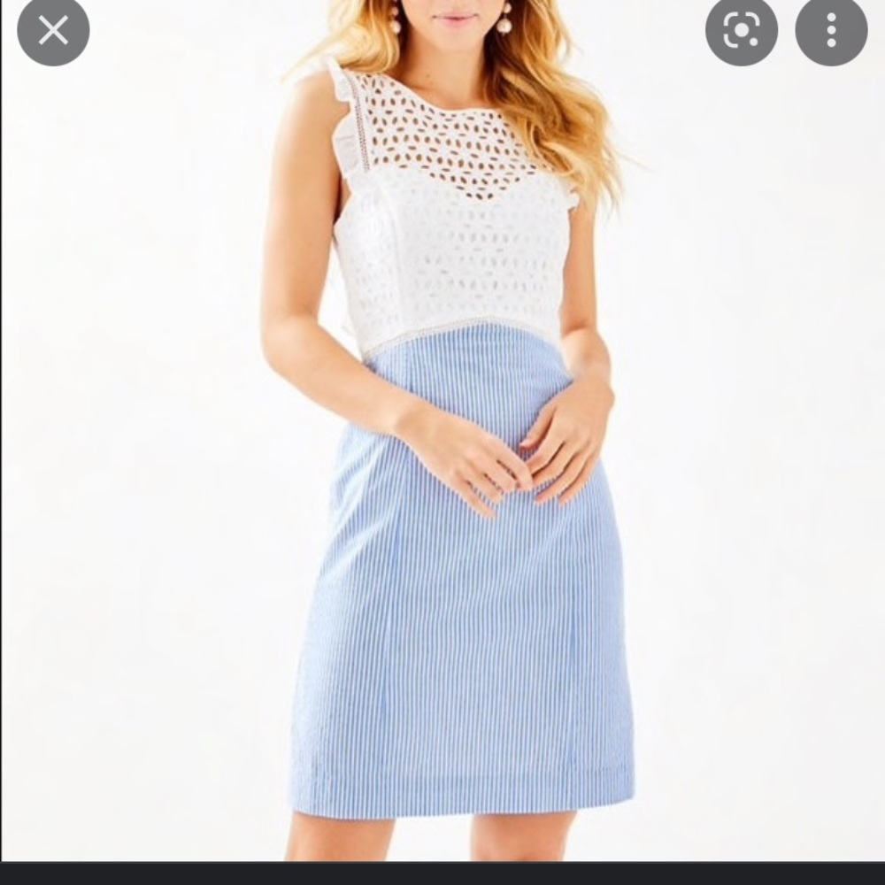 Lilly Pulitzer Maya Seersucker and eyelet dress size 8